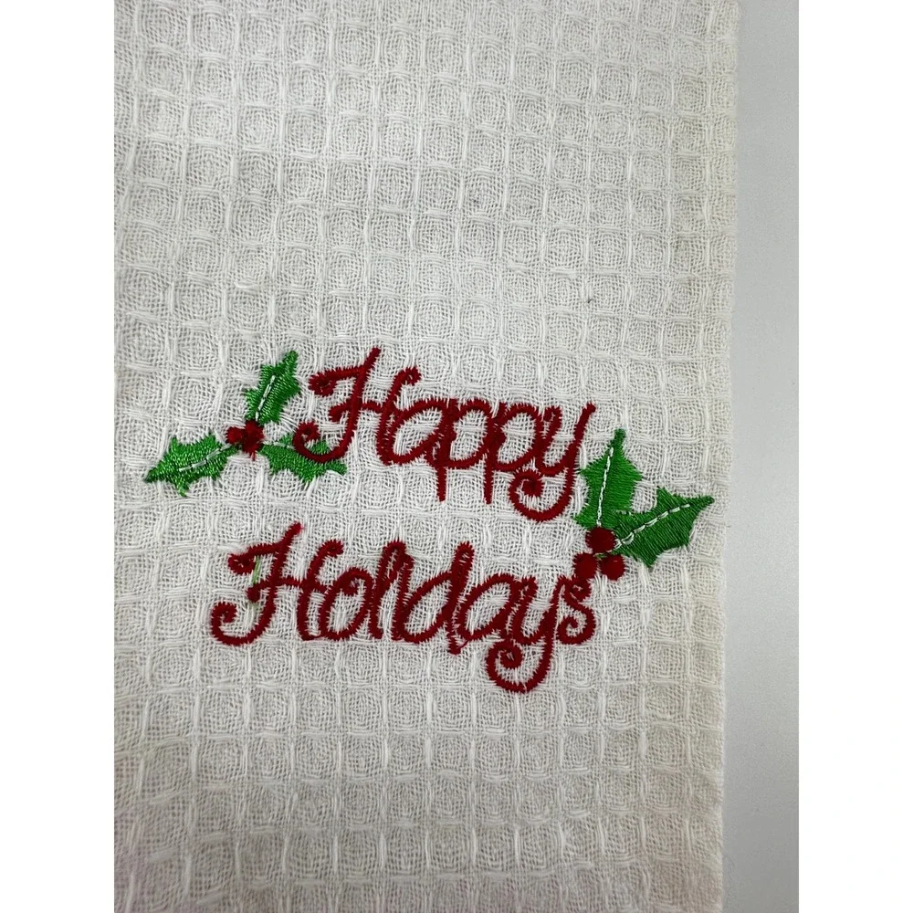 Vintage Christmas Stockings Quilted Red Green Wreath Towel Pot Holder Bundle 4pc